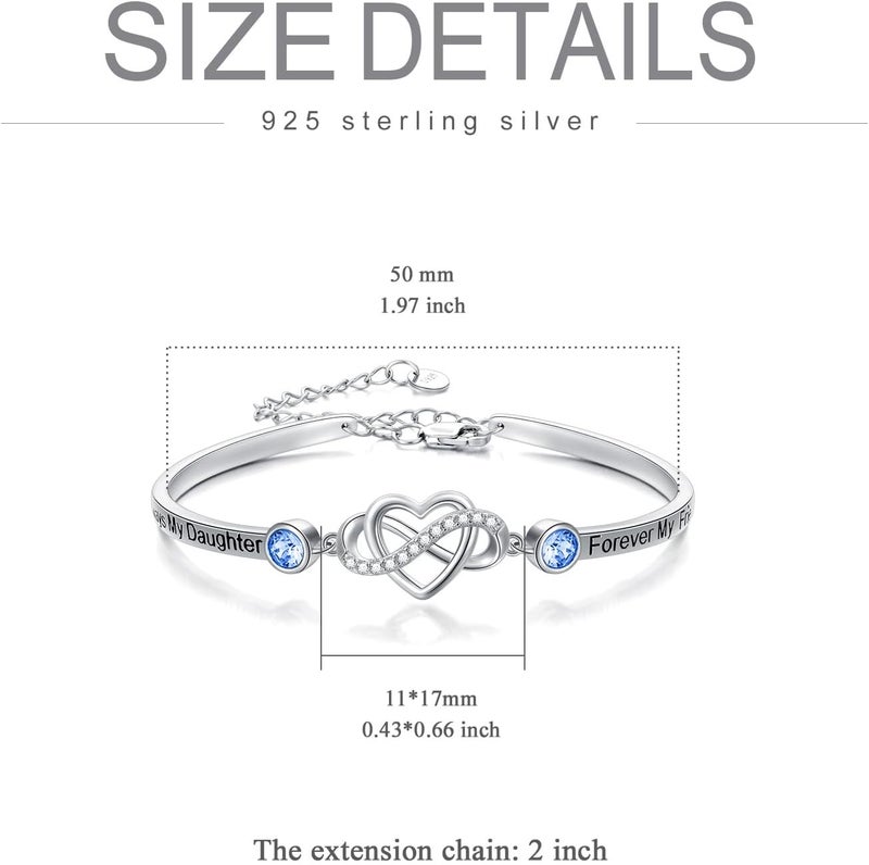 AOBOCO 925 Sterling Silver Adjustable Infinity Heart Bangle Bracelet for Sister Best Friend Daughter Mom Grandma Granddaughter Daughter in Law Godmother Goddaughter Stepmom Stepdaughter - Image 4